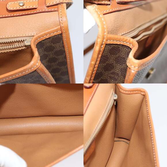 CELINE Macadam Canvas Shoulder Bag Pvc Leather Brown - Picture 12 of 13